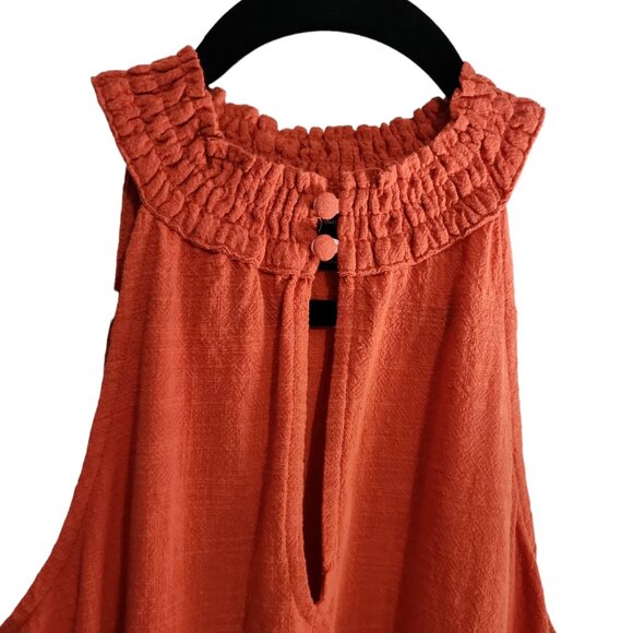 Women’s INC Medium Coral, no sleeves, 100% cotton, Halter Top - Picture 2 of 14